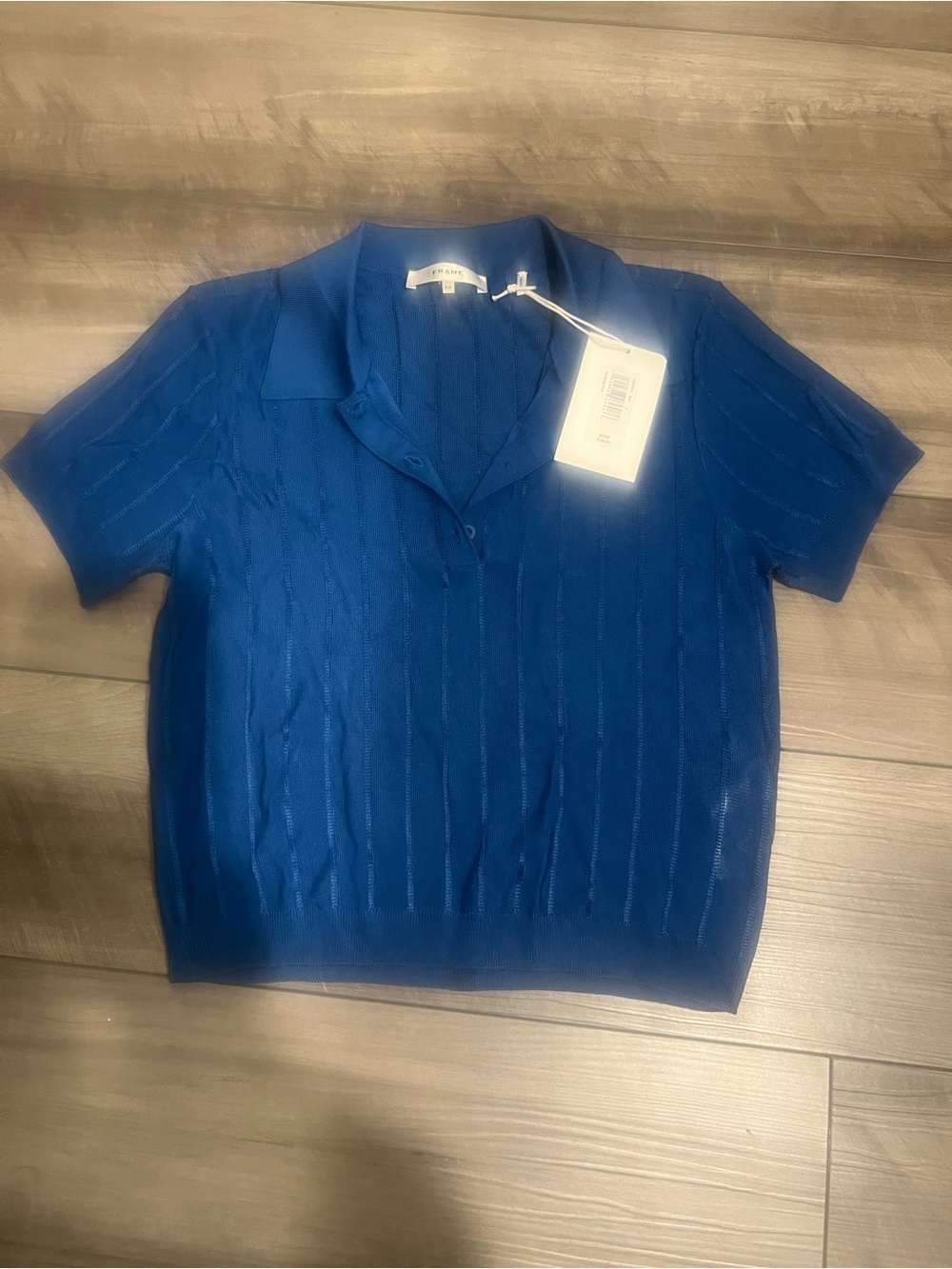 Frame Denim Blue Short-Sleeve Knit Top